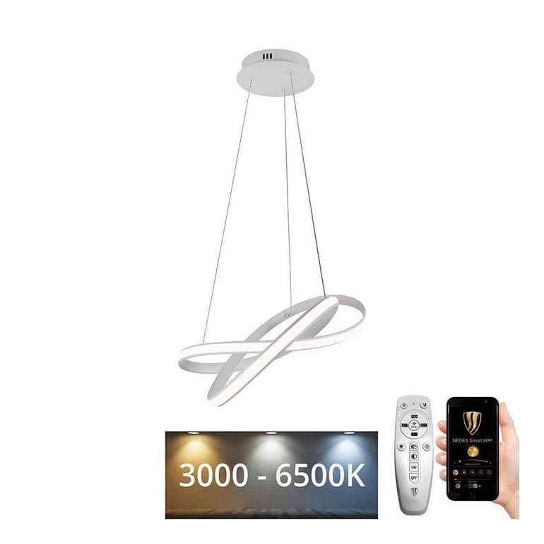 LED Ρυθμιζόμενο φωτιστικό οροφής με καλώδιο LED/70W/230V 3000-6500K διάμ. 55 εκ. λευκό + τηλεχειριστήριο