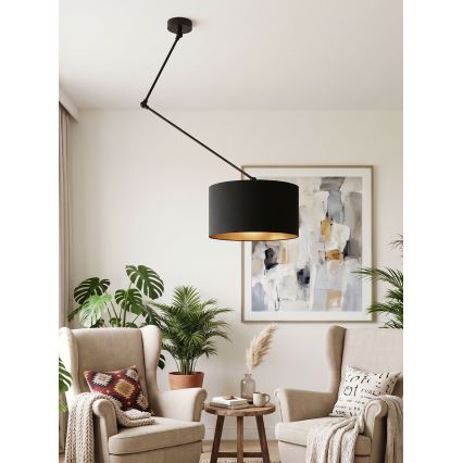 LED ρυθμιζόμενο κρεμαστό φωτιστικό σε ράβδο GORTA 1xE27/60W/230V μαύρο/χρυσό
