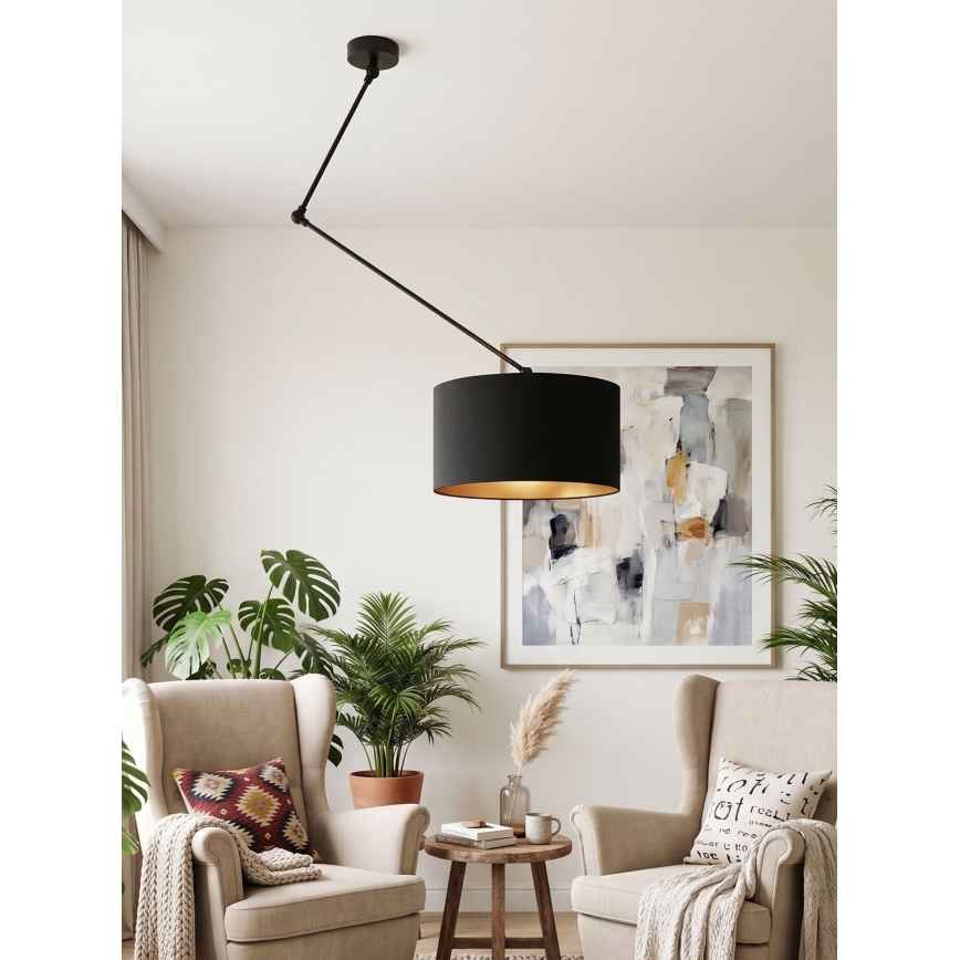 LED ρυθμιζόμενο κρεμαστό φωτιστικό σε ράβδο GORTA 1xE27/60W/230V μαύρο/χρυσό