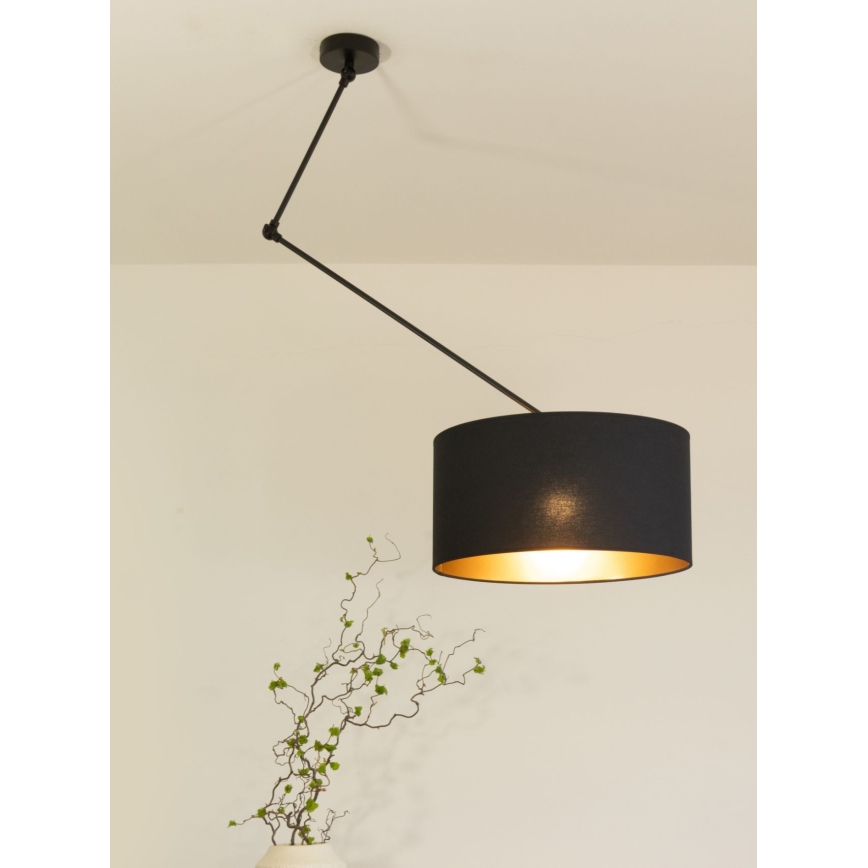 LED ρυθμιζόμενο κρεμαστό φωτιστικό σε ράβδο GORTA 1xE27/60W/230V μαύρο/χρυσό