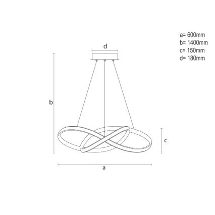 Ρυθμιζόμενο LED κρεμαστό φωτιστικό με καλώδιο LED/85W/230V 3000-6500K Ø 60 cm + τηλεχειριστήριο