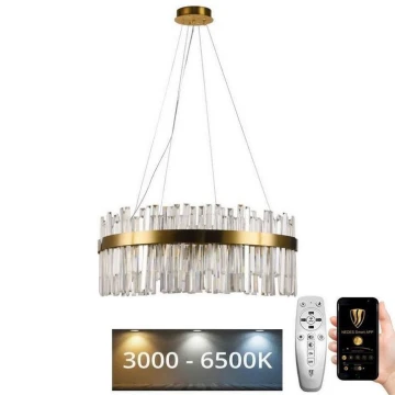 LED Ρυθμιζόμενο κρυστάλλινο φωτιστικό οροφής με καλώδιο LED/110W/230V 3000-6500K χρυσό + τηλεχειριστήριο