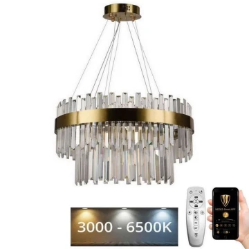 LED Ρυθμιζόμενο κρυστάλλινο φωτιστικό οροφής με καλώδιο LED/80W/230V 3000-6500K + τηλεχειριστήριο