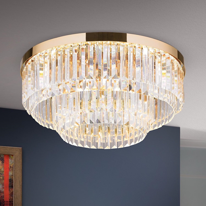 LED Ρυθμιζόμενο Κρυστάλλινο Οροφής Φωτιστικό PRISM LED/80W/230V διάμ. 55 εκ. 24Κ χρυσό