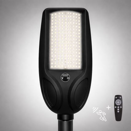 LED ρυθμιζόμενο ηλιακό φωτιστικό δρόμου με αισθητήρα VENICE LED/200W/3,2V 12000 mAh IP65 μαύρο + τηλεχειριστήριο