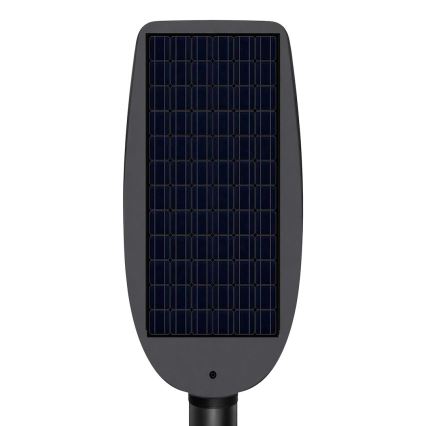 LED ρυθμιζόμενο ηλιακό φωτιστικό δρόμου με αισθητήρα VENICE LED/200W/3,2V 12000 mAh IP65 μαύρο + τηλεχειριστήριο