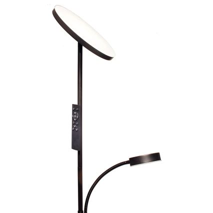 LED ρυθμιζόμενο επιδαπέδιο φωτιστικό NORA LED/25W/230V 2200/3000/4000K + LED/5W 3000K μαύρο + τηλεχειριστήριο