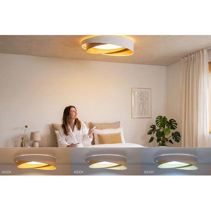 Ρυθμιζόμενο φωτιστικό οροφής LED SMART GALAXY MODERN LED/24W/230V 3000-6500K Ø 55 cm λευκό/μπεζ/χρυσό + τηλεχειριστήριο