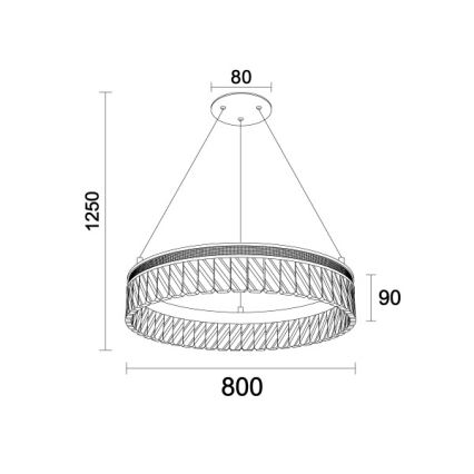 Ρυθμιζόμενος LED κρυστάλλινος πολυέλαιος με ανάρτηση σε σύρμα THALIA LED/55W/230V 3000-6000K Ø 80 cm + τηλεχειριστήριο