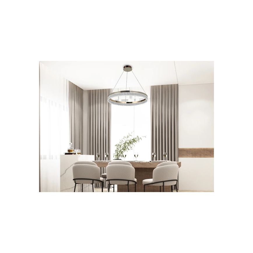 LED ρυθμιζόμενος κρυστάλλινος πολυέλαιος με σύρμα ανάρτησης THALIA LED/55W/230V 3000-6000K διάμ. 80 cm + τηλεχειριστήριο