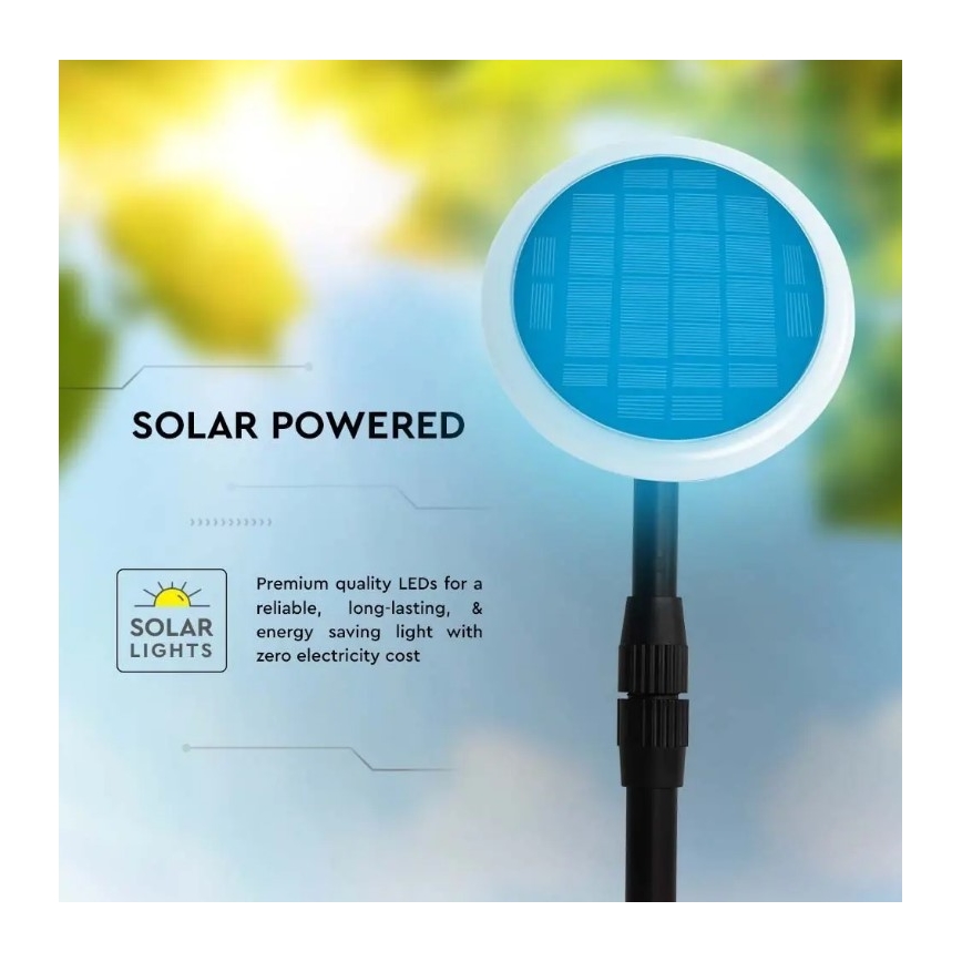 Ρυθμιζόμενος ηλιακός λαμπτήρας LED GARDEN LED/8W/5V 60-129 εκ. 3000K IP65 2000 mAh