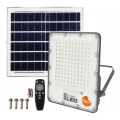 LED Ρυθμιζόμενος ηλιακός προβολέας LED/150W/3,2V 5000K 15000 mAh IP65 μαύρος + τηλεχειριστήριο