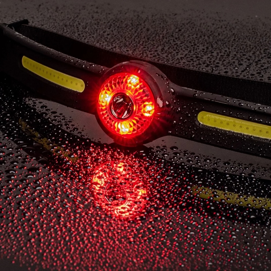 LED ρυθμιζόμενος επαναφορτιζόμενος φακός κεφαλής με κόκκινο φωτισμό LED/5V IPX4 550 lm 600 mAh