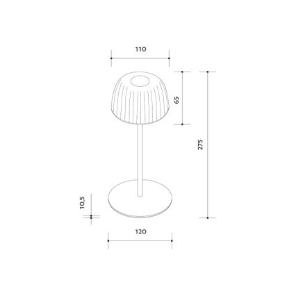 LED Ρυθμιζόμενο εξωτερικό επαναφορτιζόμενο επιτραπέζιο φωτιστικό VIVIEN LED/3W/5V 2700K 1600 mAh IP54 μαύρο