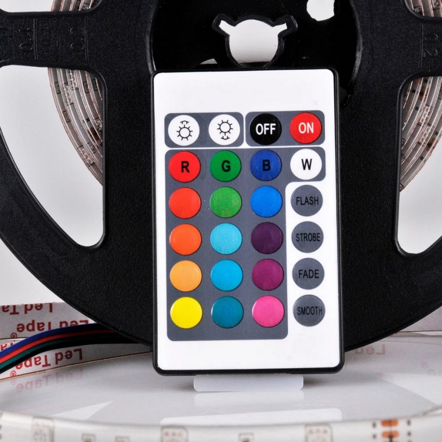 LED RGB Ρυθμιζόμενη λωρίδα 5μ LED/18W/12V IP20 + Τηλεχειριστήριο
