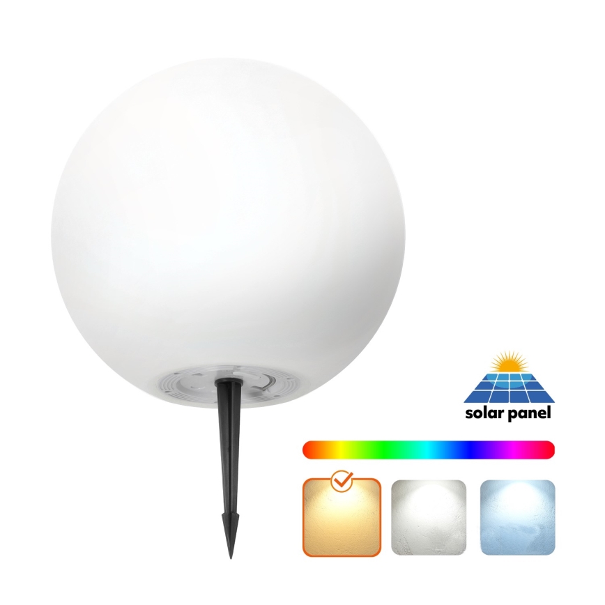 LED RGB Ρυθμιζόμενος ηλιακός φωτισμός GARDEN BALL LED/5W/3,7V 3000K IP54 2200 mAh διάμ. 30 εκ. + τηλεχειριστήριο