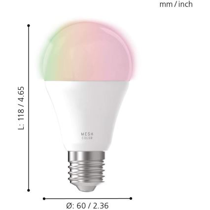 LED RGB Ρυθμιζόμενη Λάμπα CONNECT E27/9W 2700-6500K - Eglo