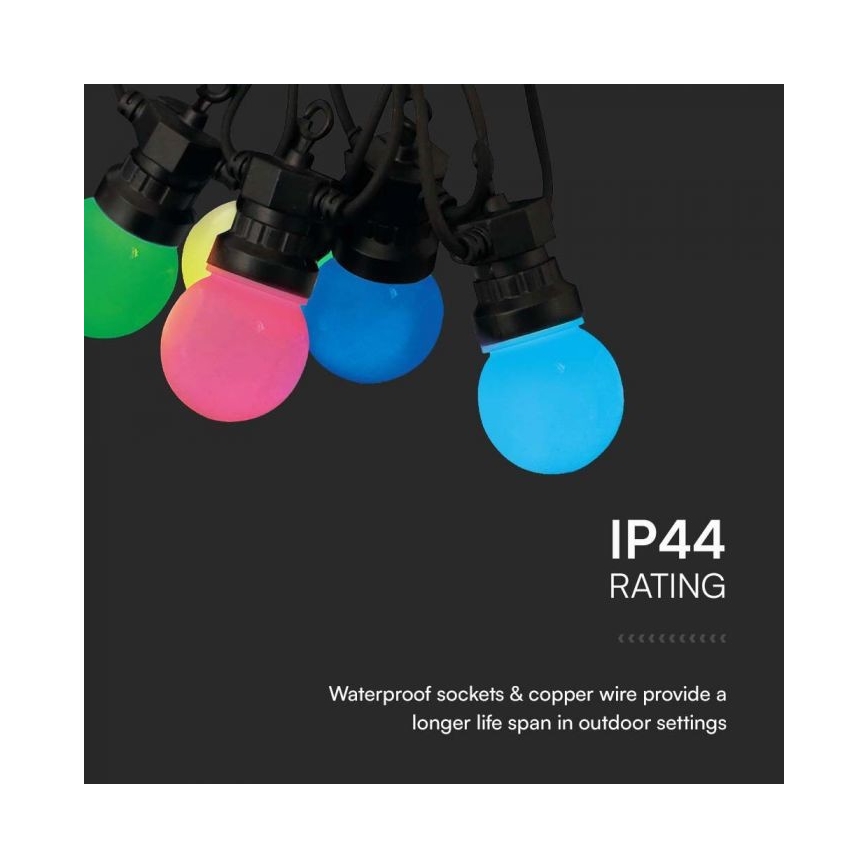 LED RGB Λαμπάκια εξωτερικού χώρου STRING 13 m 15xLED/0,5W/230V IP44 + τηλεχειριστήριο