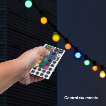 LED RGB Λαμπάκια εξωτερικού χώρου STRING 13 m 15xLED/0,5W/230V IP44 + τηλεχειριστήριο