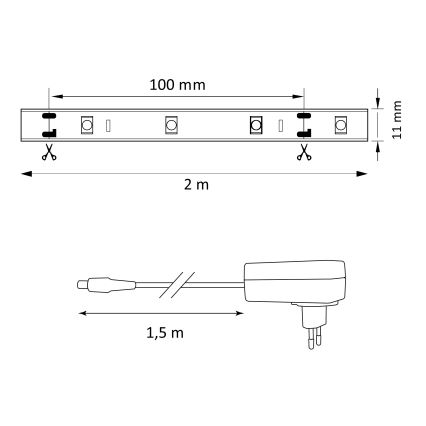 LED RGB Dimmable ταινία MAGIC 2 m LED/12W/230V + RC