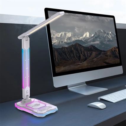 LED RGB Dimmable επαναφορτιζόμενο επιτραπέζιο φωτιστικό αφής με ασύρματη φόρτιση LED/7,5W/5V 2700-5300K λευκό