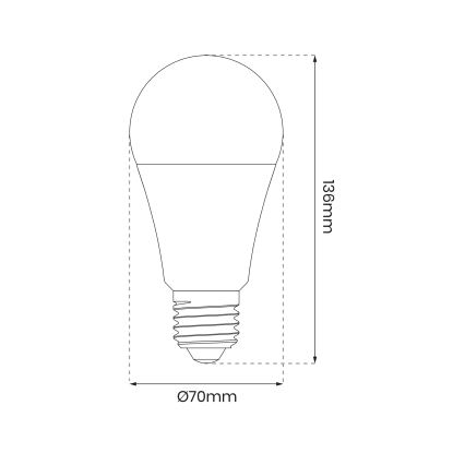 LED RGB Dimmable λαμπτήρας A70 E27/11W/230V 2700-6500K Wi-Fi Tuya