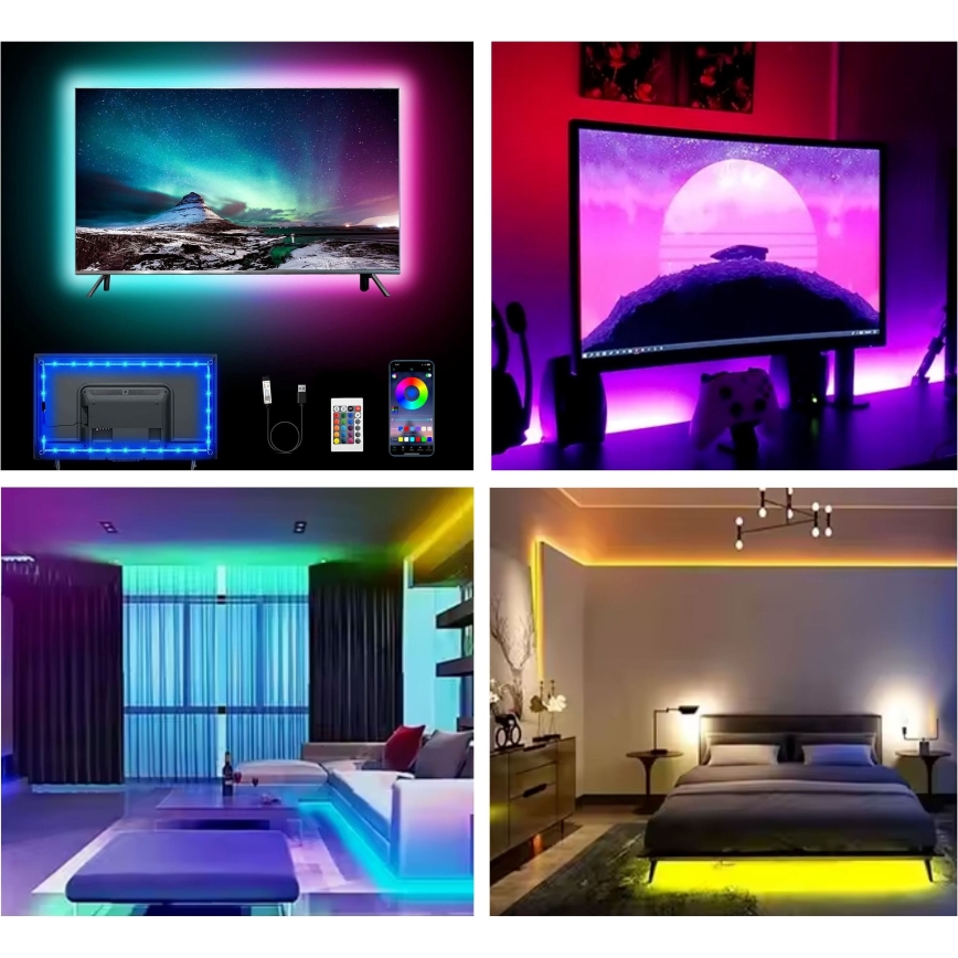 LED RGB Dimmable ταινία LED/6W/5V USB 2 m + τηλεχειριστήριο