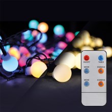 LED RGB Dimmable Χριστουγεννιάτικα εξωτερικά λαμπάκια 100xLED/8 λειτουργίες 15m IP44 + τηλεχειριστήριο