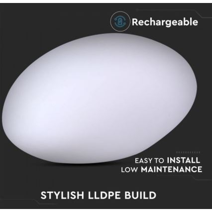 LED RGB Dimming Εξωτερικού χώρου φωτιστικό LED/1W/5V 28cm IP67 1000 mAh + τηλεχειριστήριο