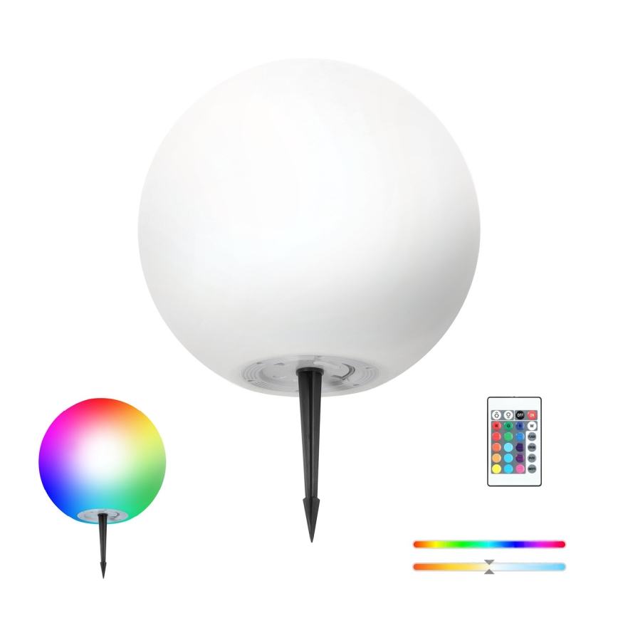 LED RGB Dimming ηλιακό φωτιστικό GARDEN BALL LED/5W/3,7V 3000K IP54 διάμετρος 40 cm + τηλεχειριστήριο