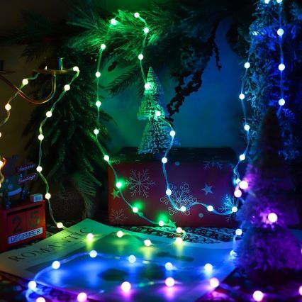 LED RGB Dimming Χριστουγεννιάτικα λαμπάκια κουρτίνα WIZARD 400xLED/USB 2x2m + τηλεχειριστήριο