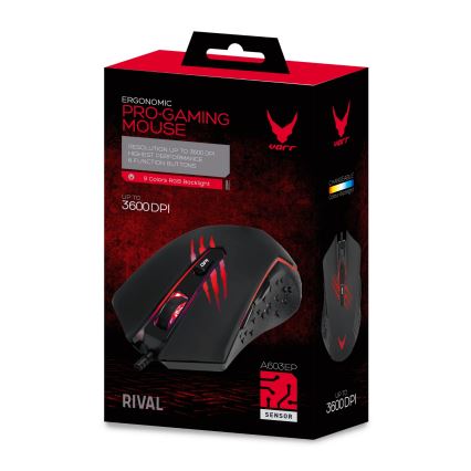 LED RGB Gaming ποντίκι VARR 1200/1800/2400/3600 DPI