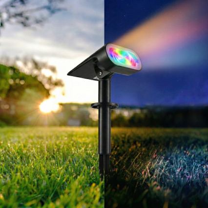 LED RGB ηλιακή λάμπα 2 σε 1 LED/3,7V 1200 mAh IP54 μαύρη