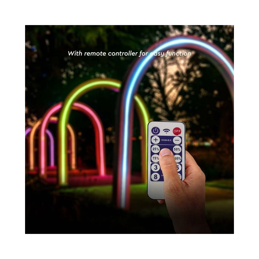 LED RGB Ηλιακή ταινία ντιμαριζόμενη  LED/1,2W/3,7V IP67 5m + τηλεχειριστήριο