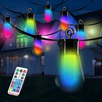LED RGB ρυθμιζόμενη ηλιακή διακοσμητική αλυσίδα 15xLED/18 λειτουργίες USB 6 m IP44 μαύρη + τηλεχειριστήριο