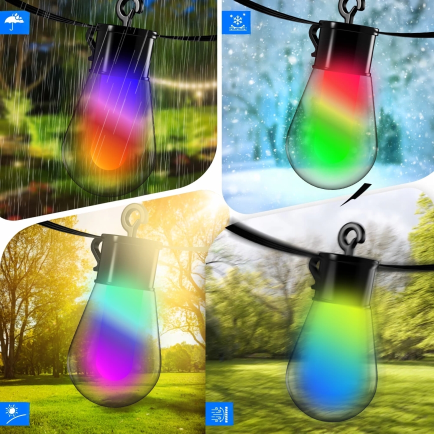 LED RGB ρυθμιζόμενη ηλιακή διακοσμητική αλυσίδα 15xLED/18 λειτουργίες USB 6 m IP44 μαύρη + τηλεχειριστήριο