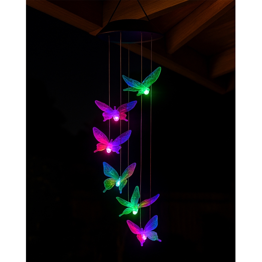 LED RGB ηλιακό φωτιστικό 6xLED/1,2V 300 mAh IP44 πεταλούδα