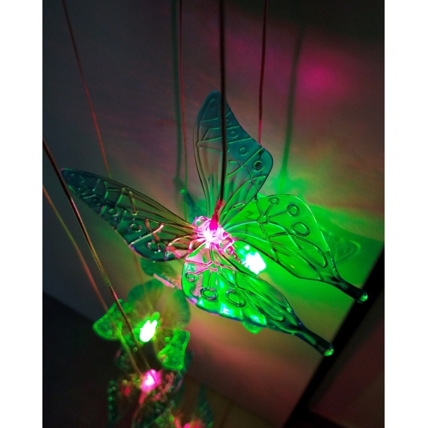 LED RGB ηλιακό φωτιστικό 6xLED/1,2V 300 mAh IP44 πεταλούδα