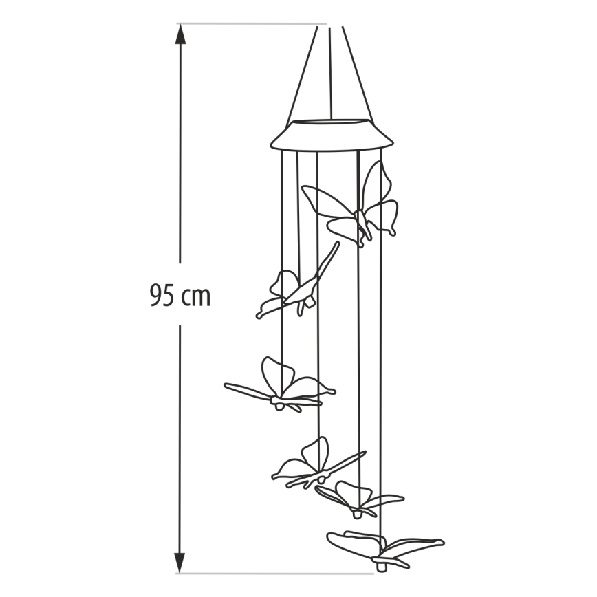 LED RGB ηλιακό φωτιστικό 6xLED/1,2V 300 mAh IP44 πεταλούδα