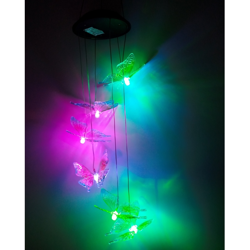 LED RGB ηλιακό φωτιστικό 6xLED/1,2V 300 mAh IP44 πεταλούδα