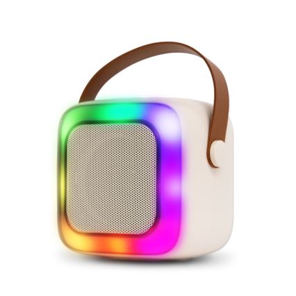 CONNECT IT CSP-1010-BG - LED RGB Ηχείο με ασύρματα μικρόφωνα 2Mic 5W/1200 mAh + 2x 400 mAh κρεμ/χρυσό