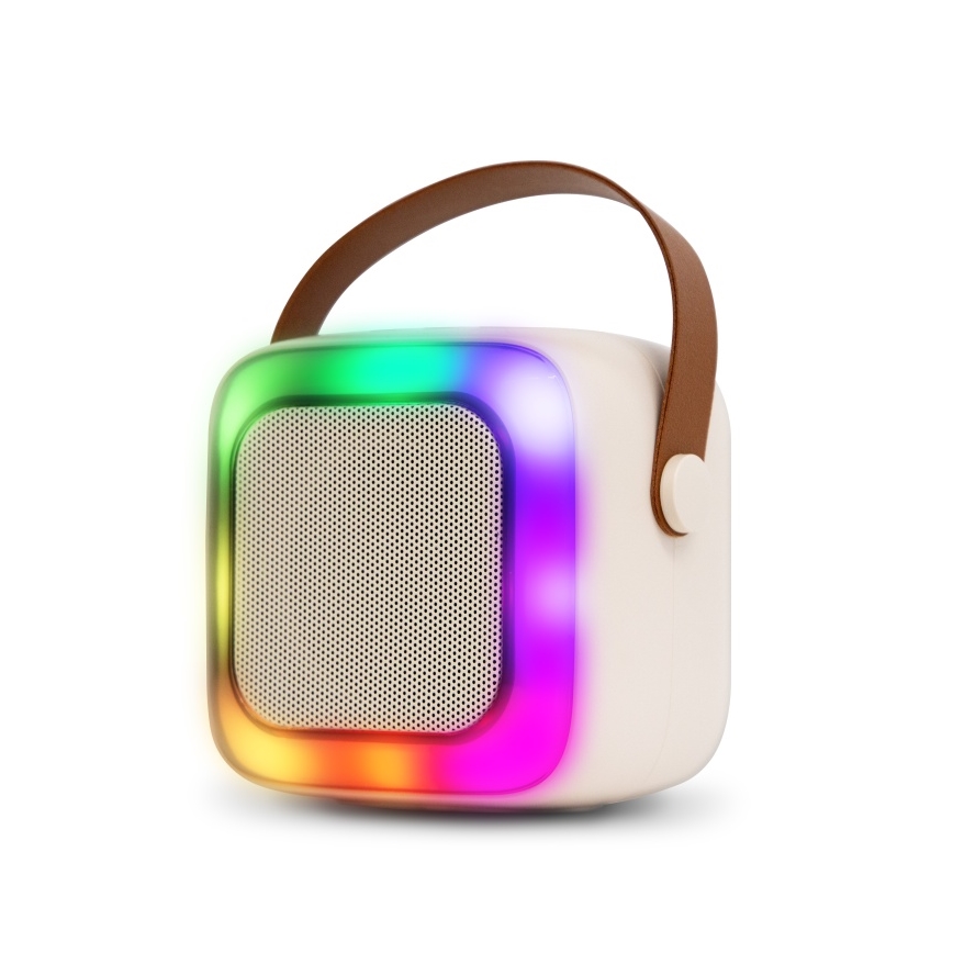 CONNECT IT CSP-1010-BG - LED RGB Ηχείο με ασύρματα μικρόφωνα 2Mic 5W/1200 mAh + 2x 400 mAh κρεμ/χρυσό