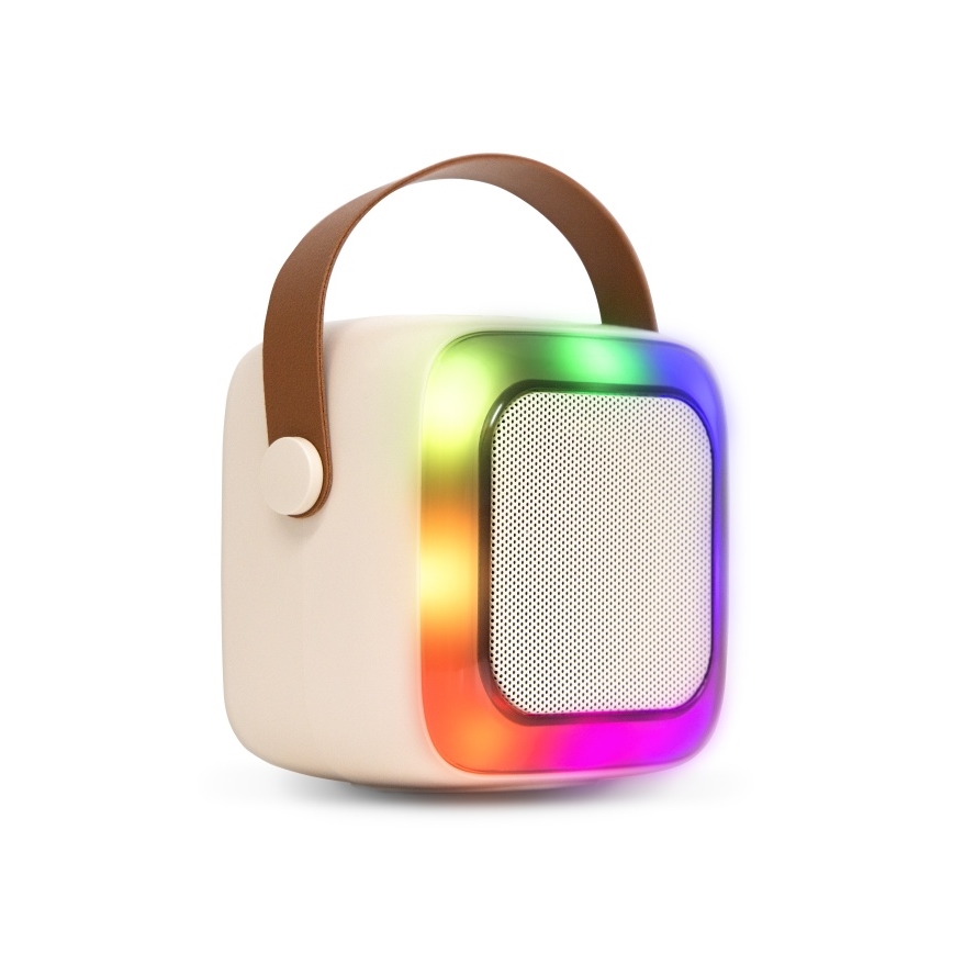 CONNECT IT CSP-1010-BG - LED RGB Ηχείο με ασύρματα μικρόφωνα 2Mic 5W/1200 mAh + 2x 400 mAh κρεμ/χρυσό