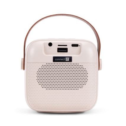 CONNECT IT CSP-1010-BG - LED RGB Ηχείο με ασύρματα μικρόφωνα 2Mic 5W/1200 mAh + 2x 400 mAh κρεμ/χρυσό