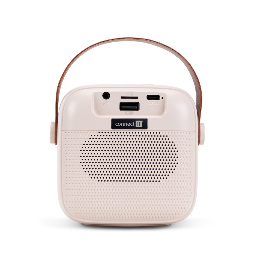 CONNECT IT CSP-1010-BG - LED RGB Ηχείο με ασύρματα μικρόφωνα 2Mic 5W/1200 mAh + 2x 400 mAh κρεμ/χρυσό