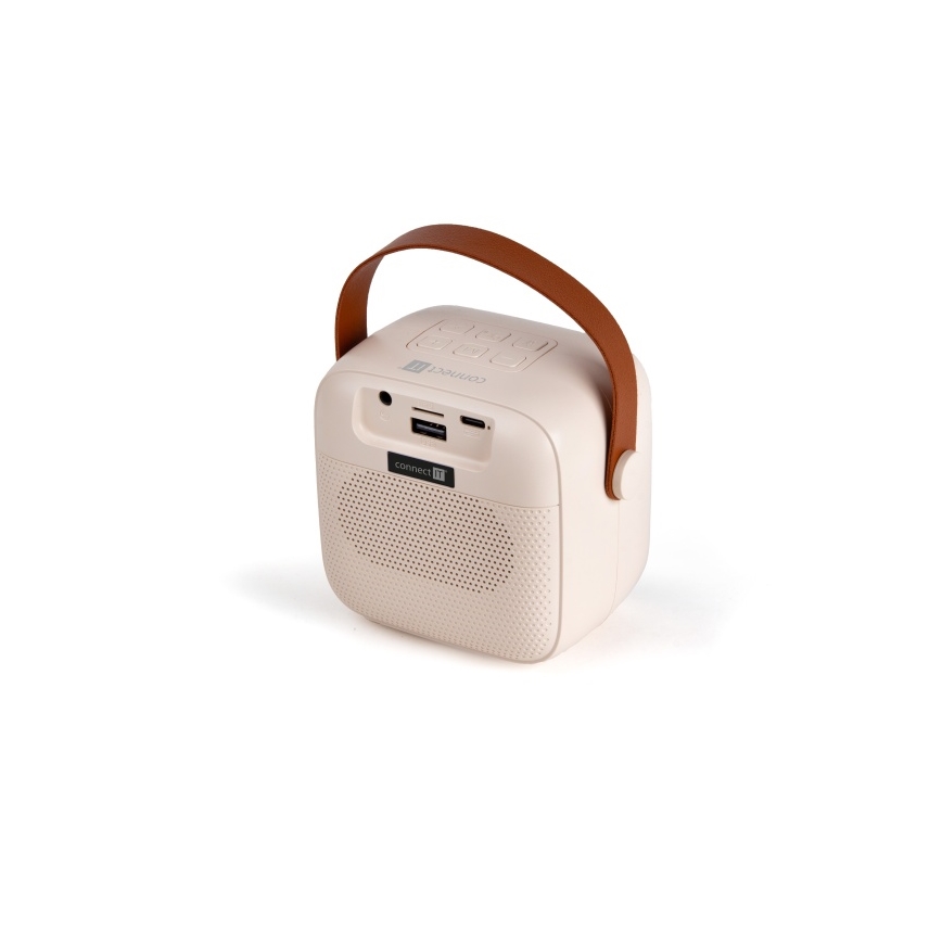 CONNECT IT CSP-1010-BG - LED RGB Ηχείο με ασύρματα μικρόφωνα 2Mic 5W/1200 mAh + 2x 400 mAh κρεμ/χρυσό