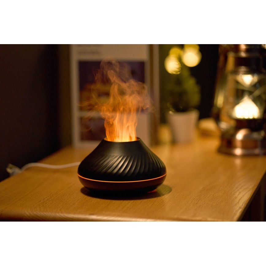 LED RGB Συσκευή αρωματοθεραπείας με εφέ φλόγας LED/6,5W/5V 130ml μαύρο