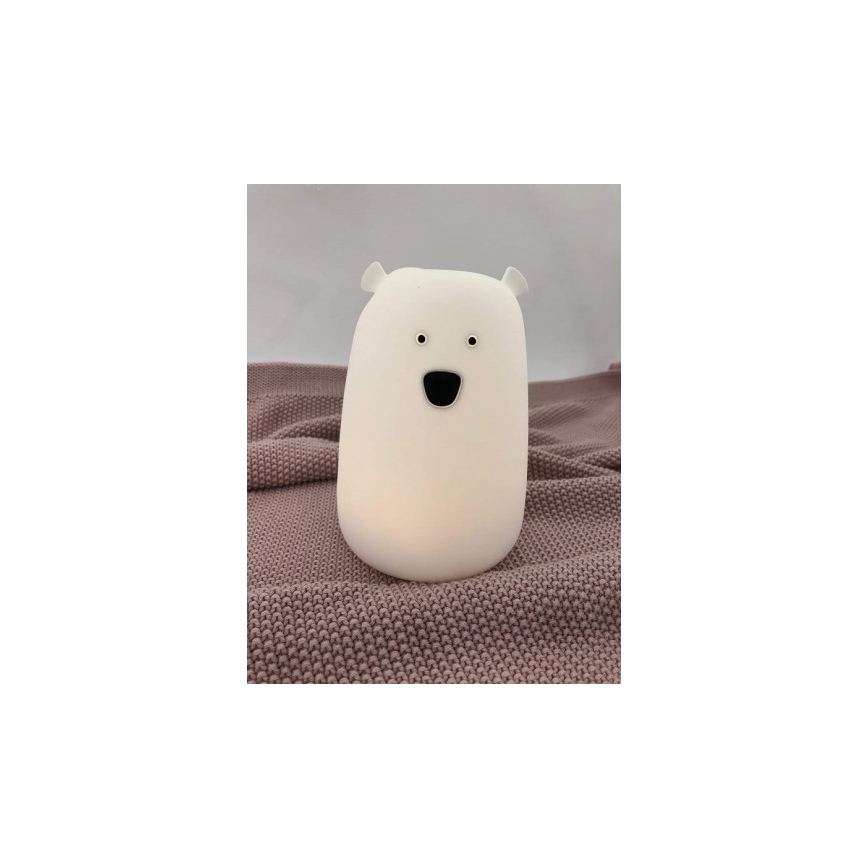 LED RGB Παιδικό επιτραπέζιο φωτιστικό αφής BEAR LED/0,8W/5V λευκό + USB