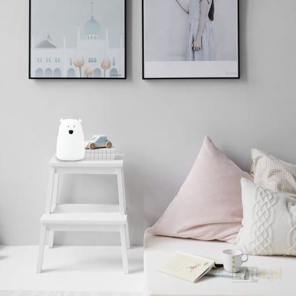 LED RGB Παιδικό επιτραπέζιο φωτιστικό αφής BEAR LED/0,8W/5V λευκό + USB