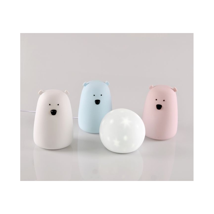 LED RGB Παιδικό επιτραπέζιο φωτιστικό αφής BEAR LED/0,8W/5V λευκό + USB